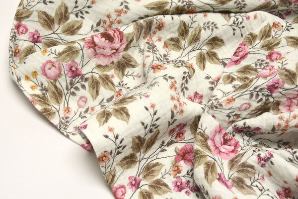 Oeko-Tex® Coton Double Gaze Tissu Fleurs Mimosa Oeko-Tex® Coton Double Gaze Tissu Fleurs Mimosa