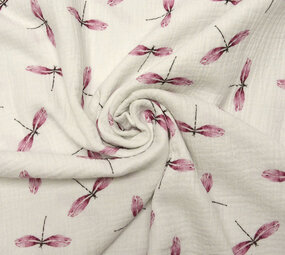 Oeko-Tex®  Baumwoll Musselin Stoff Libellen Oeko-Tex®  Baumwoll Musselin Stoff Libellen