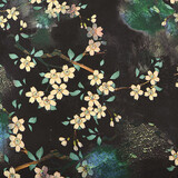 Scuba Crepe Printed Flower Bunch Black