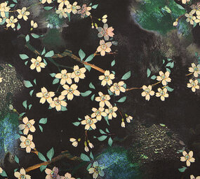 Scuba Crepe Printed Flower Bunch Black