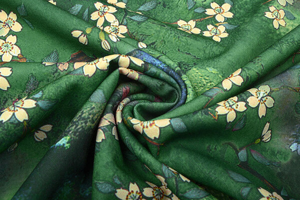 Scuba Crepe Printed Flower Bunch Green Scuba Crepe Printed Flower Bunch Green