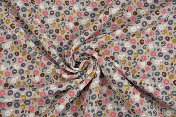 Oeko-Tex® Coton Double Gaze Tissu Léopard Gris Oeko-Tex® Coton Double Gaze Tissu Léopard Gris
