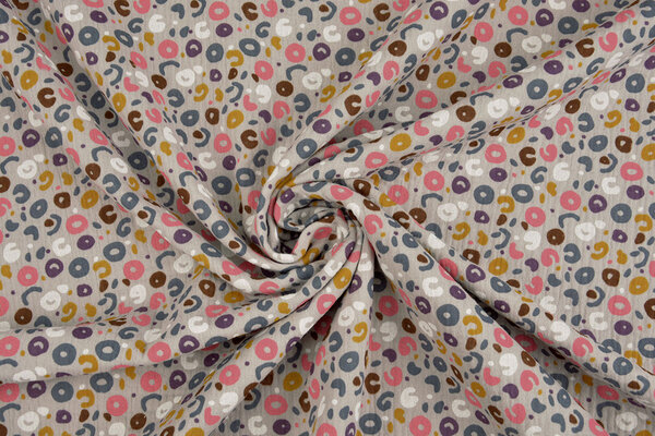 Oeko-Tex® Tessuto di Mussola Leopardo Grigio Oeko-Tex® Tessuto di Mussola Leopardo Grigio
