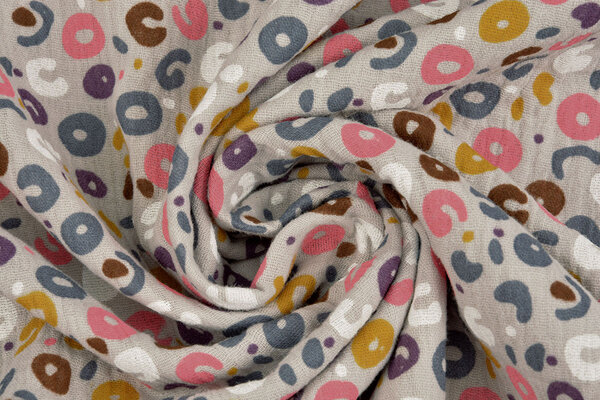 Oeko-Tex® Tessuto di Mussola Leopardo Grigio Oeko-Tex® Tessuto di Mussola Leopardo Grigio