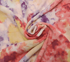 Crinkle Crêpe Bedrukt Watercolor Rood Crinkle Crêpe Bedrukt Watercolor Rood