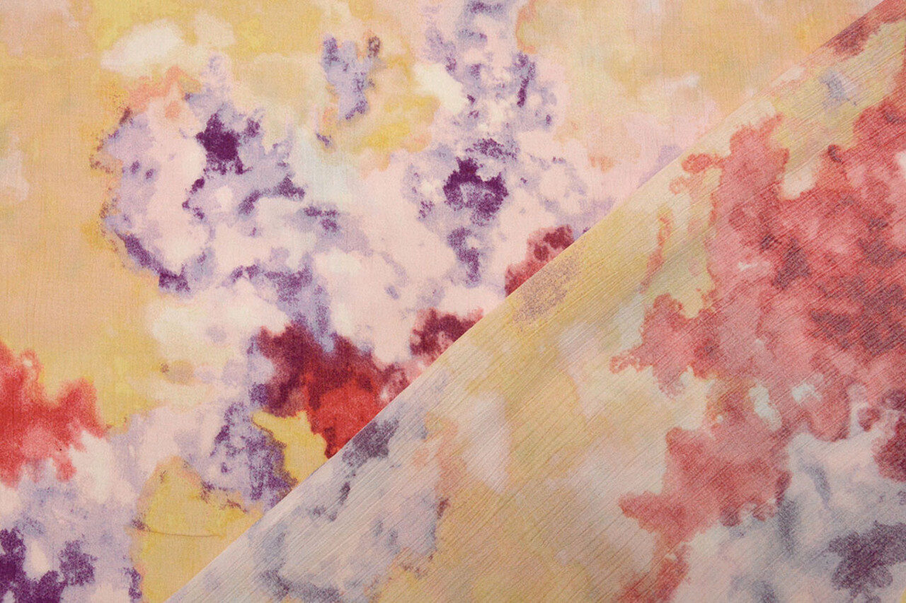 Crinkle Crêpe Bedrukt Watercolor Rood Crinkle Crêpe Bedrukt Watercolor Rood