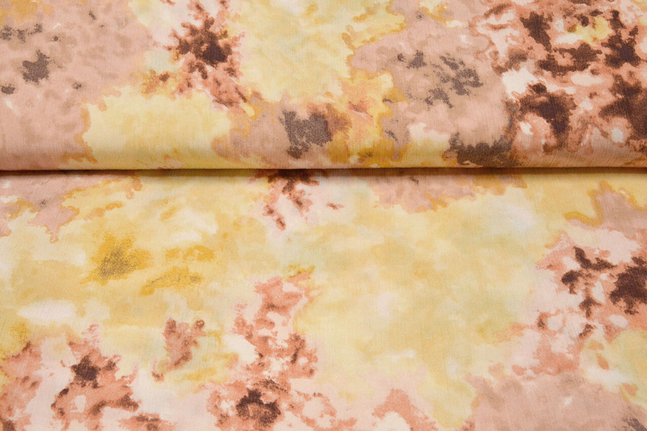 Crinkle Crêpe Bedrukt Watercolor Geel Crinkle Crêpe Bedrukt Watercolor Geel