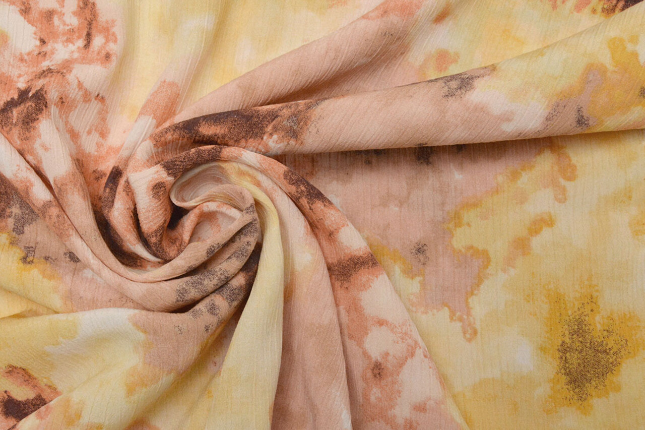 Crinkle Crêpe Bedrukt Watercolor Geel Crinkle Crêpe Bedrukt Watercolor Geel