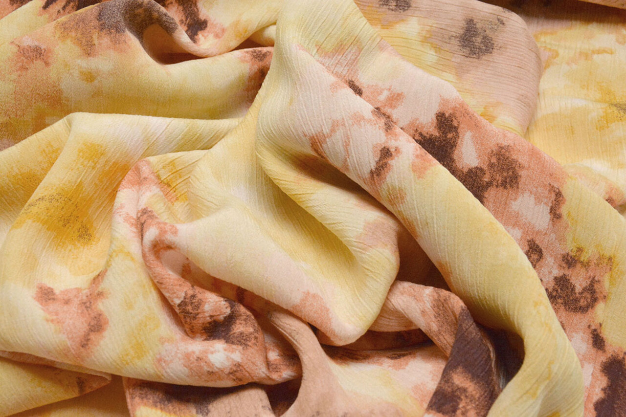 Arrugado Crepé Estampado Acuarela Amarillo Arrugado Crepé Estampado Acuarela Amarillo