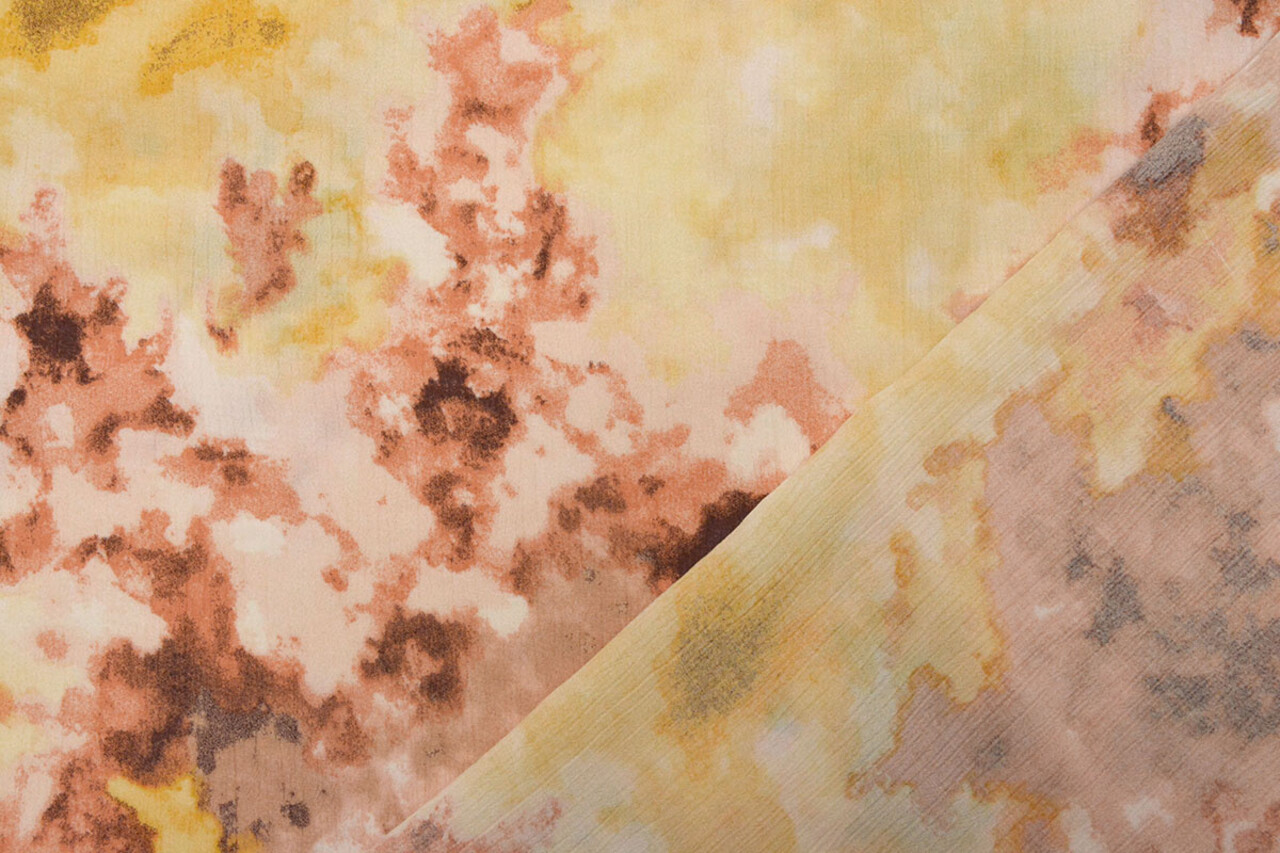 Crinkle Crêpe Printed Watercolor Yellow
