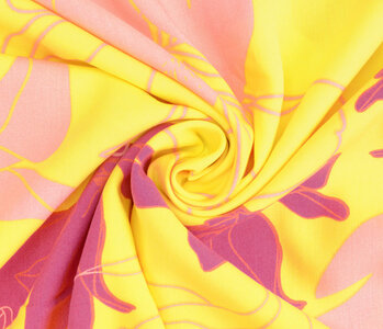 100% Viscose Annika Flowers Yellow