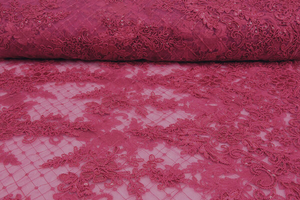 Netz Bestickt Pailletten Quenya Fuchsia