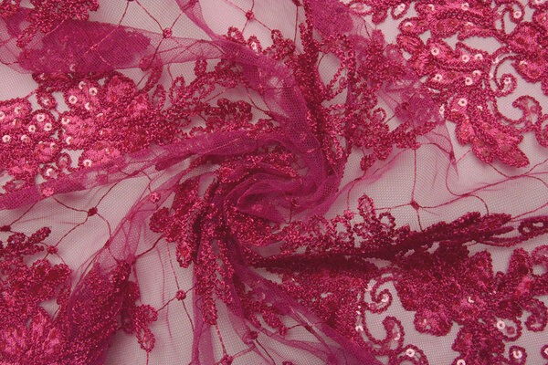 Mesh Geborduurd Pailletten Quenya Fuchsia Mesh Geborduurd Pailletten Quenya Fuchsia