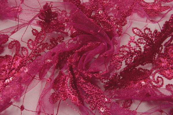 Netz Bestickt Pailletten Quenya Fuchsia