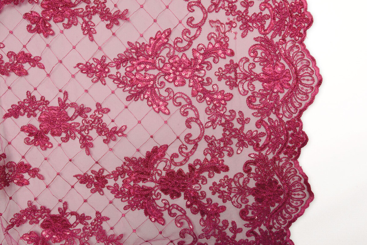 Mesh Geborduurd Pailletten Quenya Fuchsia Mesh Geborduurd Pailletten Quenya Fuchsia