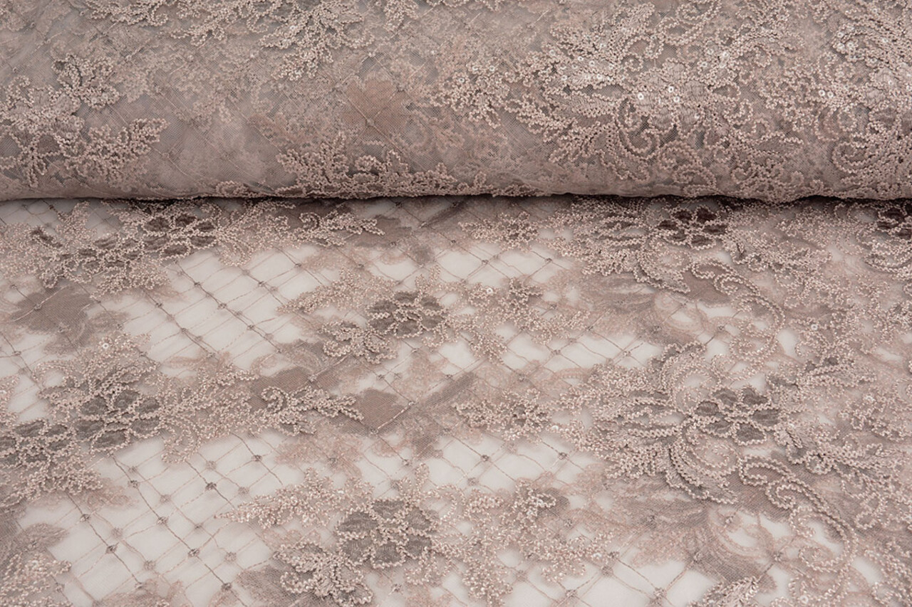 Mesh Embroidered  Sequins Quenya Old Lilac