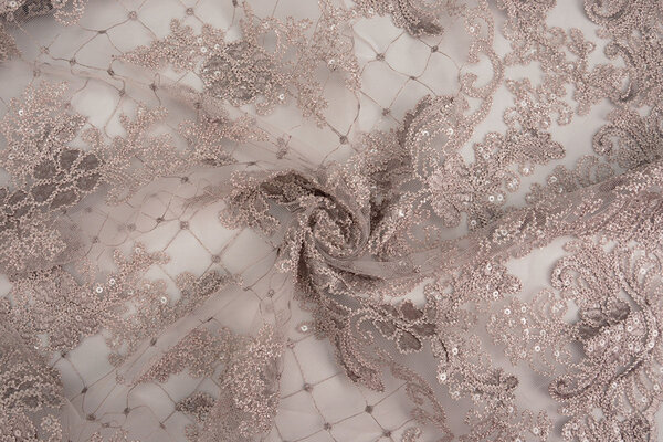 Mesh Embroidered  Sequins Quenya Old Lilac