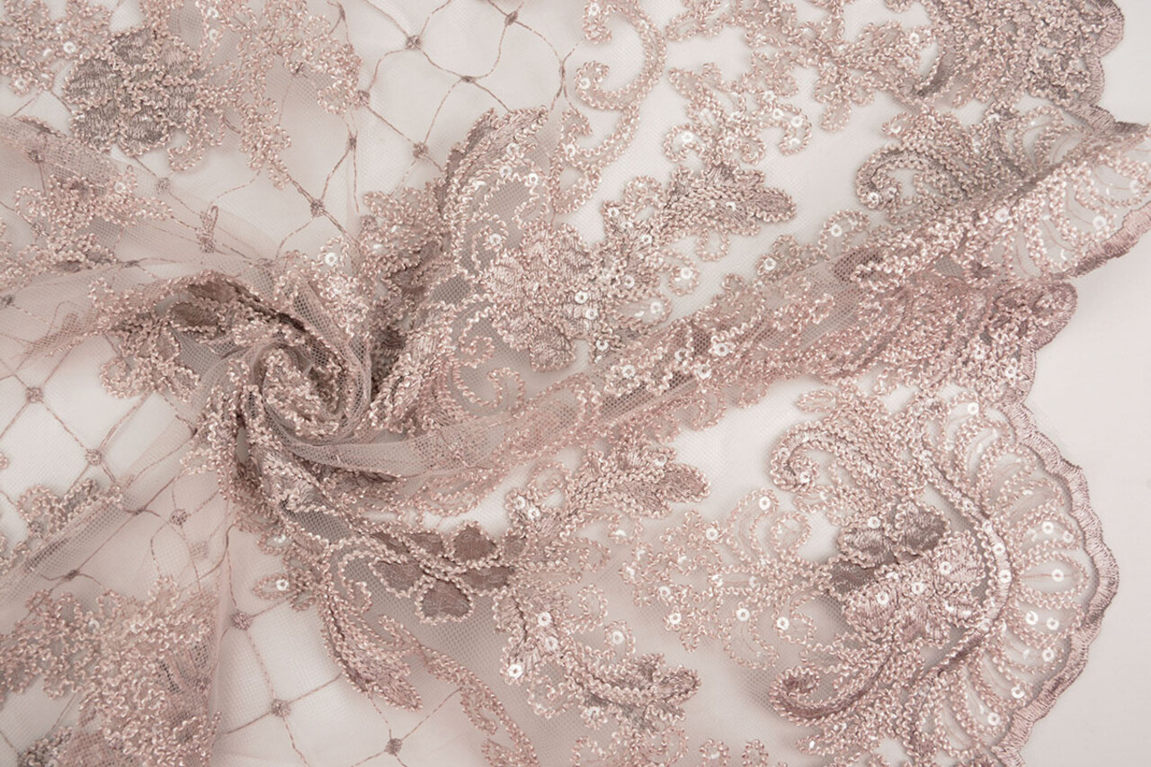 Mesh Embroidered  Sequins Quenya Old Lilac