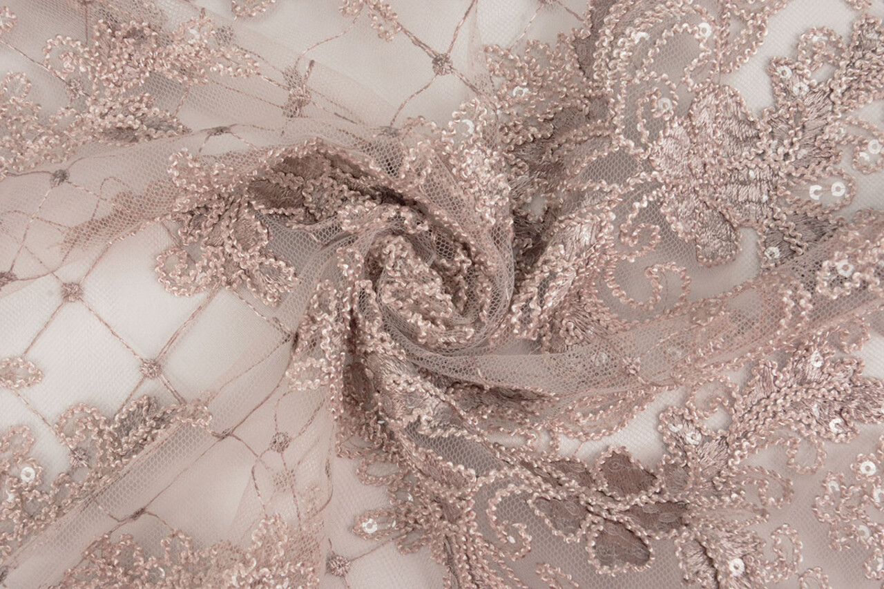 Mesh Embroidered  Sequins Quenya Old Lilac