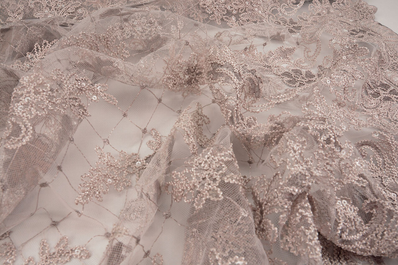 Mesh Embroidered  Sequins Quenya Old Lilac