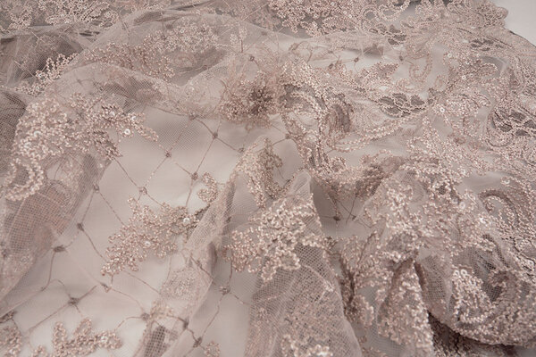 Mesh Embroidered  Sequins Quenya Old Lilac