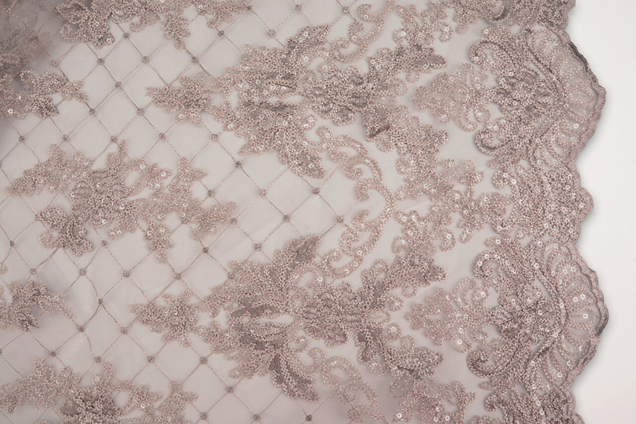 Mesh Embroidered  Sequins Quenya Old Lilac