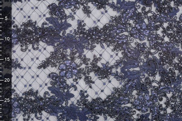 Mesh Embroidered  Sequins Quenya Navy Blue