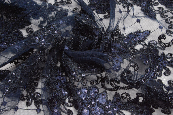 Mesh Embroidered  Sequins Quenya Navy Blue