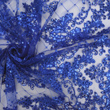 Mesh Embroidered  Sequins Quenya Royal Blue