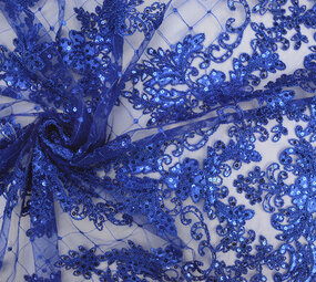 Mesh Embroidered  Sequins Quenya Royal Blue
