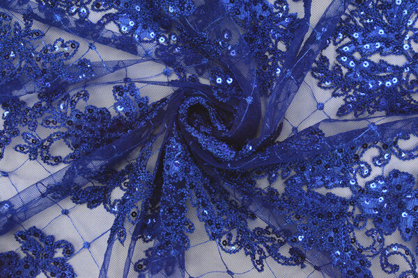 Mesh Embroidered  Sequins Quenya Royal Blue