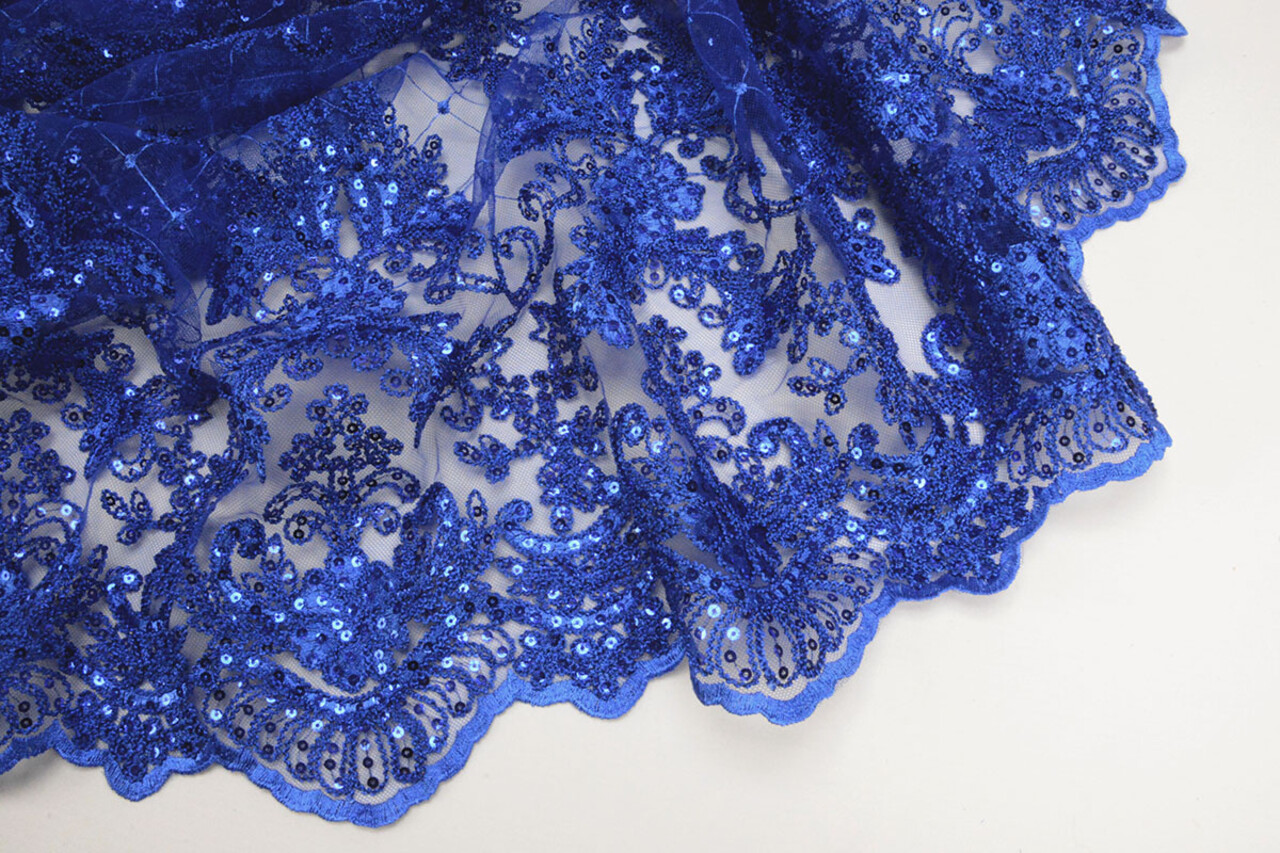 Netz Bestickt Pailletten Quenya Königsblau Netz Bestickt Pailletten Quenya Königsblau