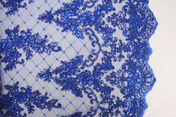 Mesh Embroidered  Sequins Quenya Royal Blue