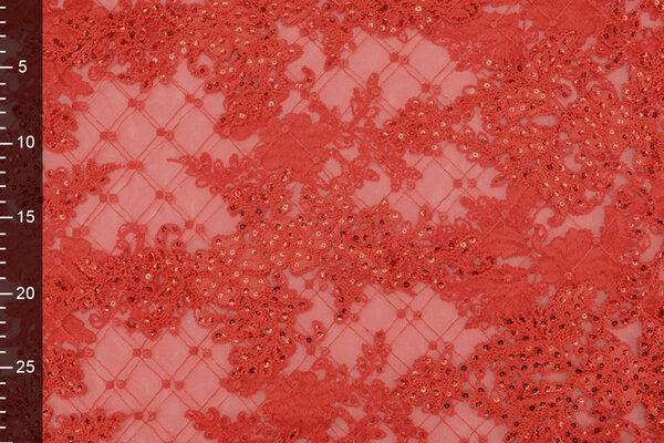 Mesh Geborduurd Pailletten Quenya Rood Mesh Geborduurd Pailletten Quenya Rood