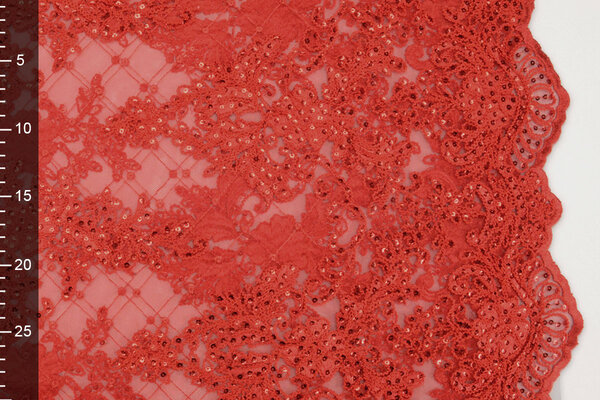 Mesh Embroidered  Sequins Quenya Red