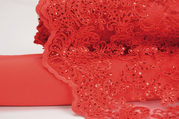Netz Bestickt Pailletten Quenya Rot