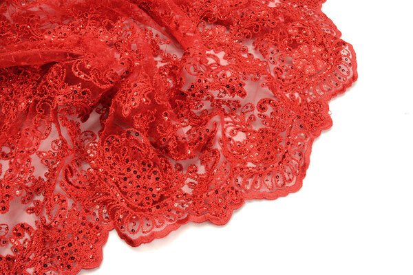 Mesh Geborduurd Pailletten Quenya Rood Mesh Geborduurd Pailletten Quenya Rood