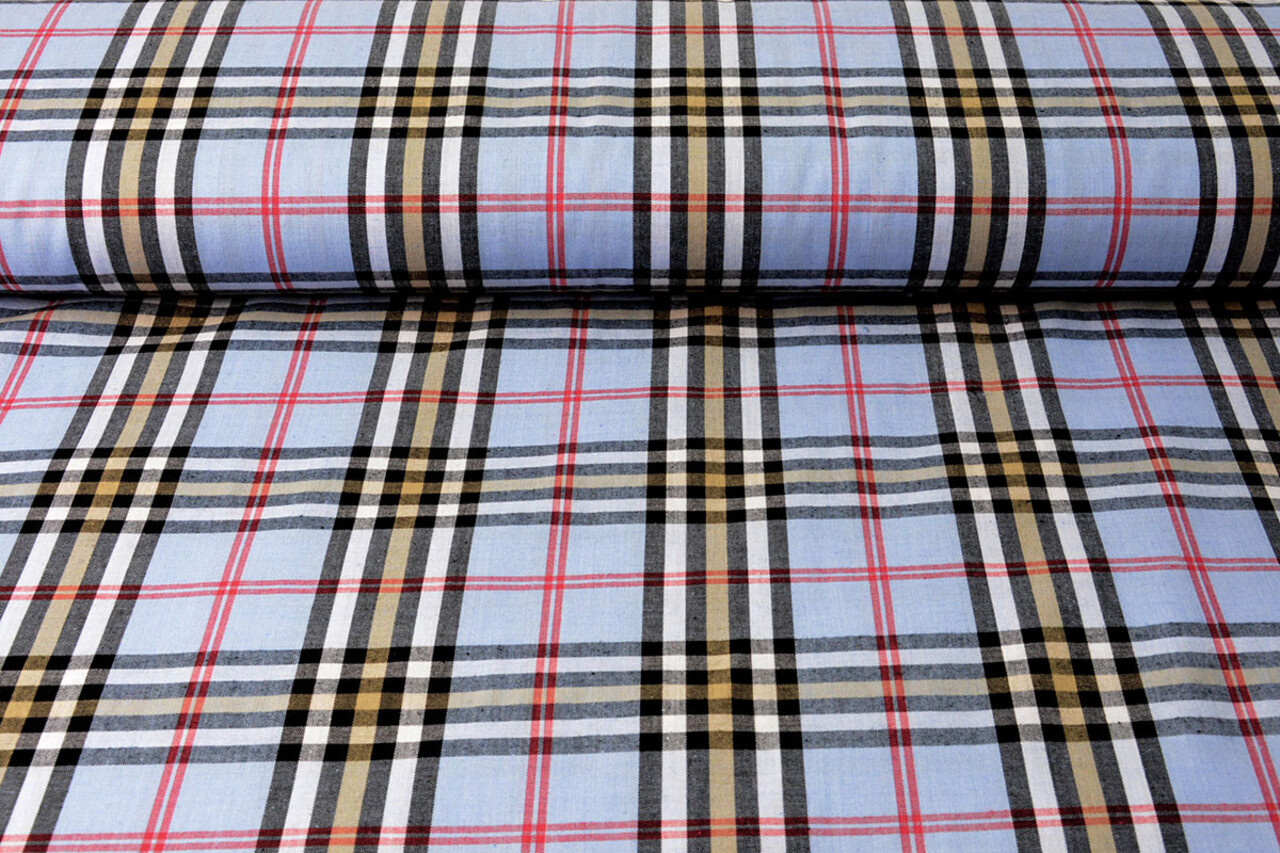 Tartan Check Jeans Blue