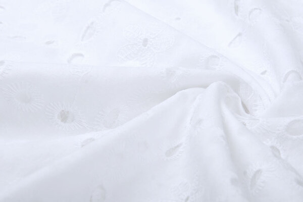 Stickerei Baumwoll  Koko  Weiß