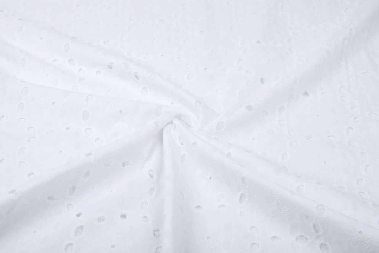 Broderie Katoen Koko Wit