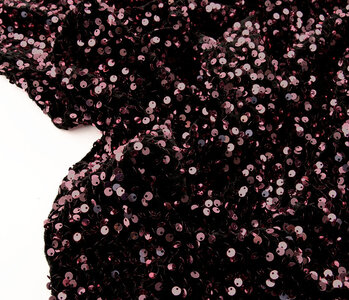 Sequins on Velvet Black - Old Pink