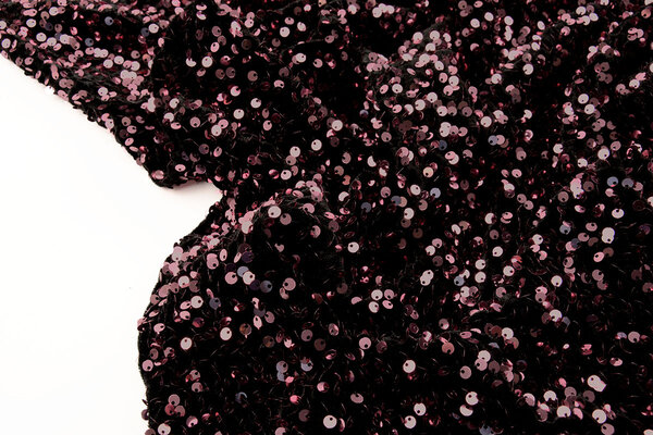 Pailletten auf Samt Schwarz - Altrosa
