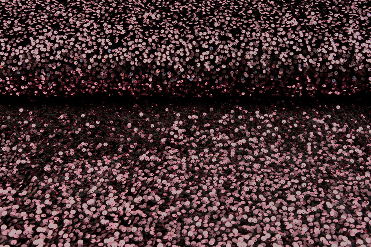 Pailletten auf Samt Schwarz - Altrosa