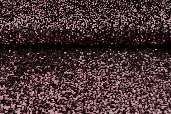 Paillettes su Velluto Nero - Rosa Antico