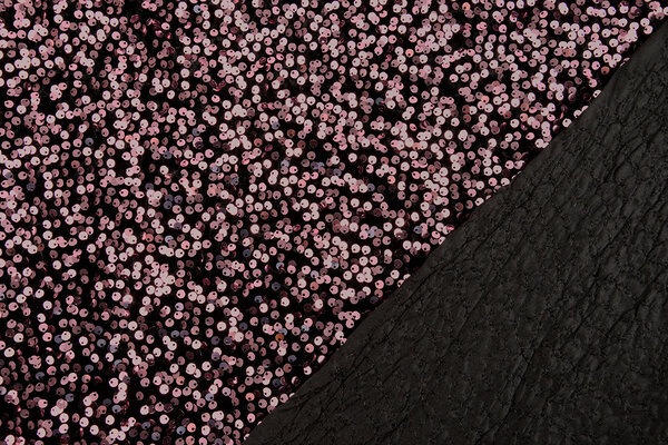 Pailletten auf Samt Schwarz - Altrosa