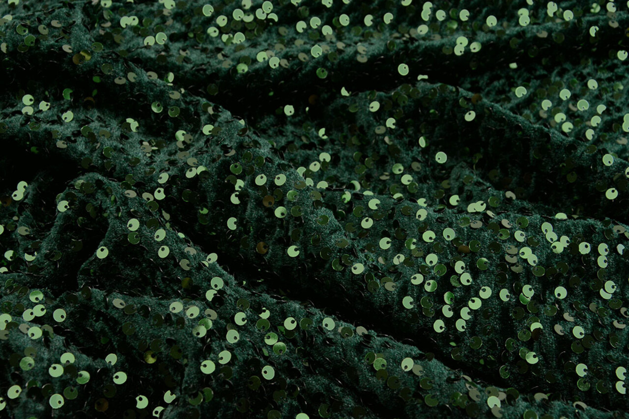 Velours à Sequins Vert Foncé Velours à Sequins Vert Foncé