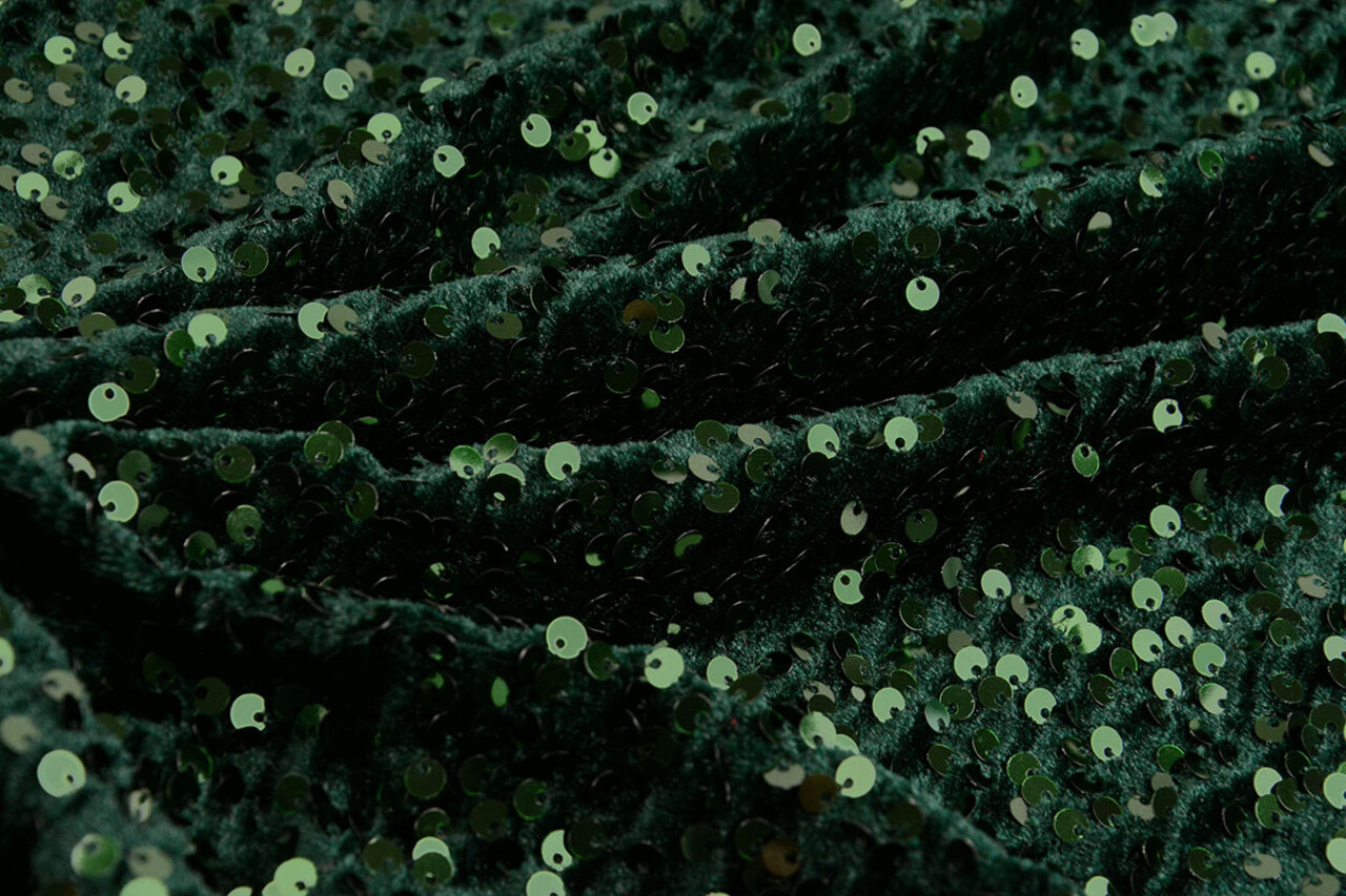 Velours à Sequins Vert Foncé Velours à Sequins Vert Foncé