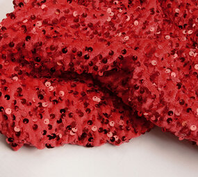 Pailletten op Velours Rood