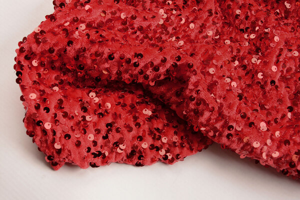 Pailletten op Velours Rood
