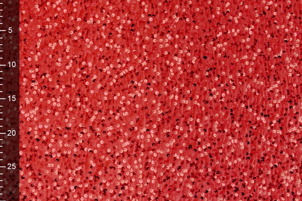 Pailletten op Velours Rood